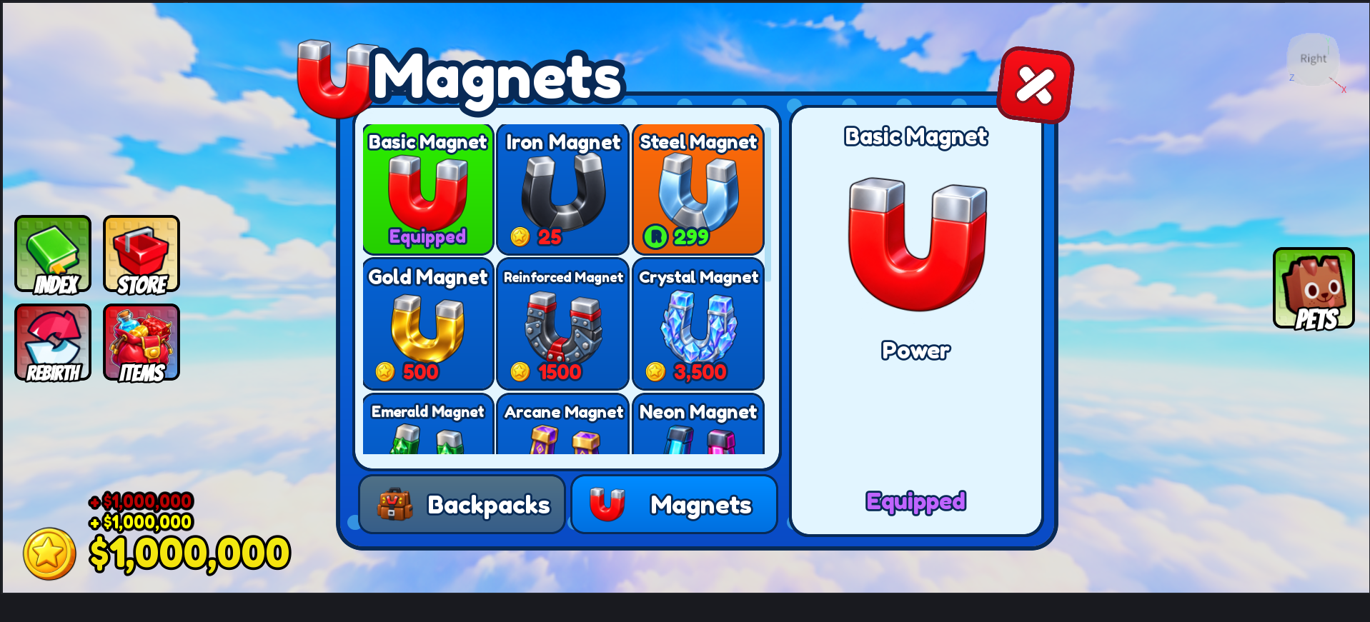 Magnet shop Roblox interface designed by Renolicious