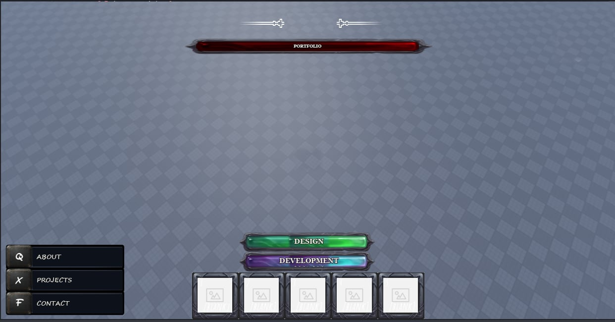 Fantasy portfolio UI Roblox interface designed by Renolicious