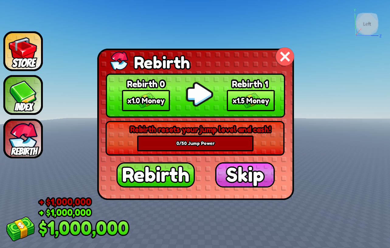 Rebirth interface Roblox interface designed by Renolicious